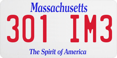MA license plate 301IM3