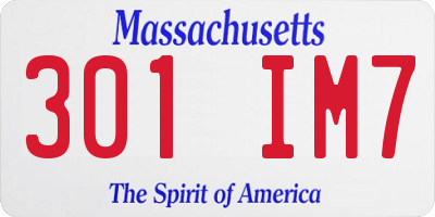 MA license plate 301IM7