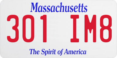 MA license plate 301IM8
