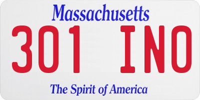 MA license plate 301IN0