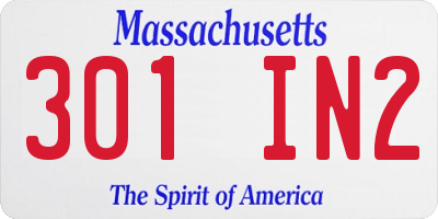 MA license plate 301IN2