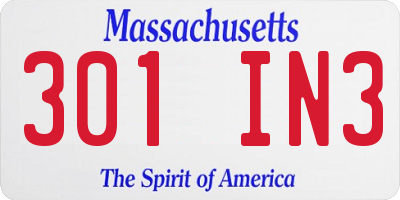MA license plate 301IN3