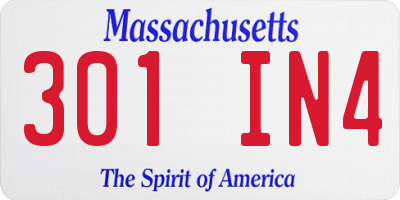 MA license plate 301IN4