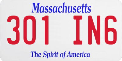 MA license plate 301IN6