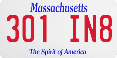 MA license plate 301IN8