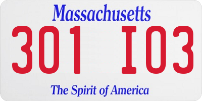 MA license plate 301IO3