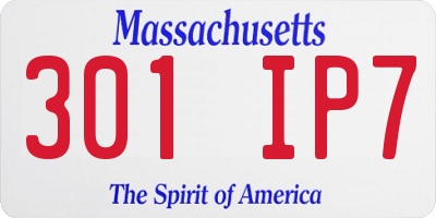 MA license plate 301IP7