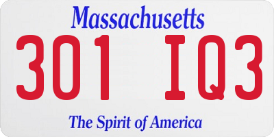 MA license plate 301IQ3