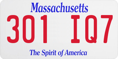 MA license plate 301IQ7