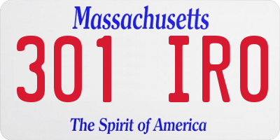 MA license plate 301IR0