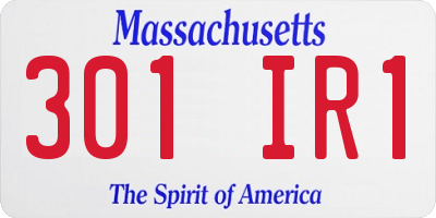 MA license plate 301IR1