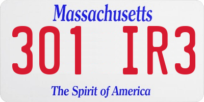 MA license plate 301IR3