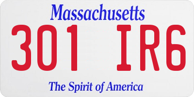 MA license plate 301IR6