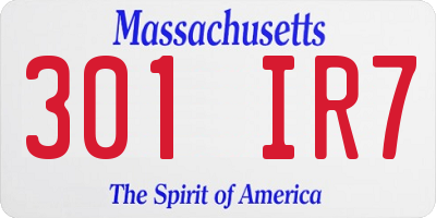 MA license plate 301IR7