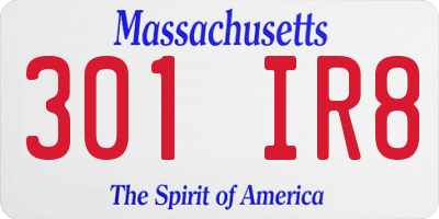 MA license plate 301IR8