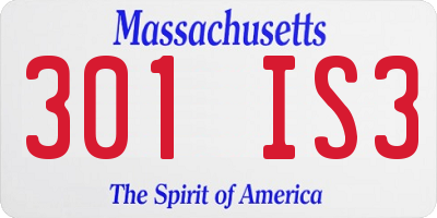 MA license plate 301IS3