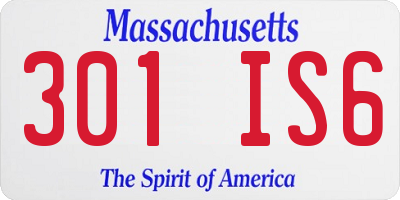 MA license plate 301IS6