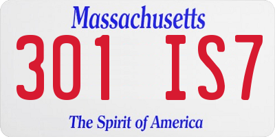 MA license plate 301IS7