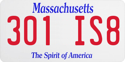 MA license plate 301IS8