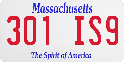 MA license plate 301IS9