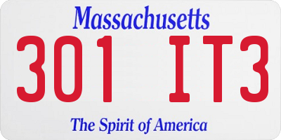 MA license plate 301IT3