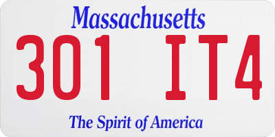 MA license plate 301IT4
