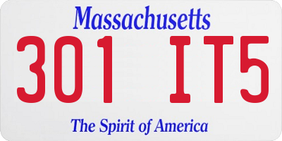 MA license plate 301IT5