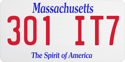 MA license plate 301IT7