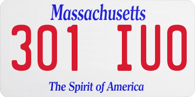MA license plate 301IU0