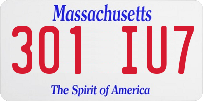 MA license plate 301IU7
