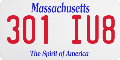 MA license plate 301IU8