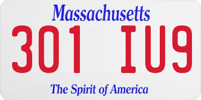 MA license plate 301IU9