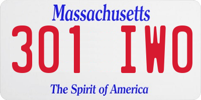 MA license plate 301IW0
