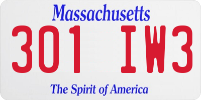 MA license plate 301IW3