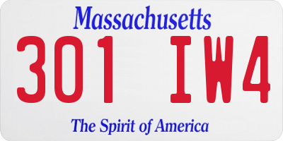 MA license plate 301IW4