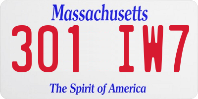 MA license plate 301IW7