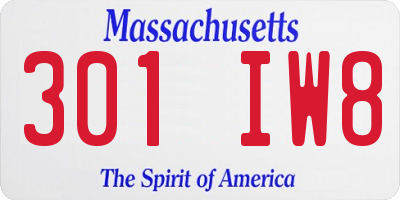MA license plate 301IW8