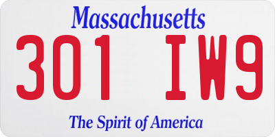 MA license plate 301IW9