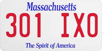 MA license plate 301IX0