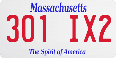 MA license plate 301IX2