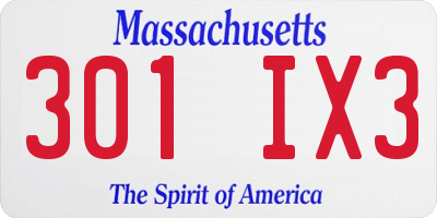 MA license plate 301IX3