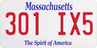 MA license plate 301IX5