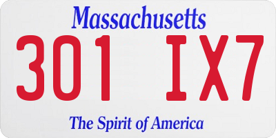 MA license plate 301IX7