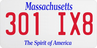 MA license plate 301IX8