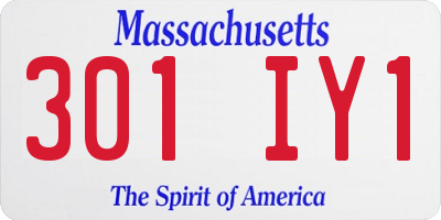 MA license plate 301IY1