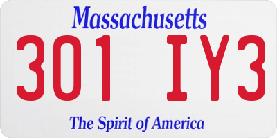 MA license plate 301IY3