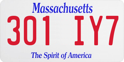MA license plate 301IY7