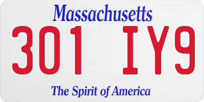 MA license plate 301IY9