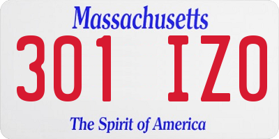 MA license plate 301IZ0