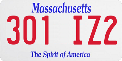 MA license plate 301IZ2